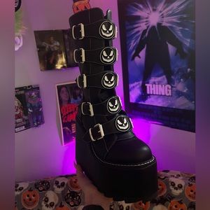 SIZE 8 YRU DUNE SKELETON PLATFORM BOOTS GOTH TIKTOK HALLOWEEN GOTHIC GOTH GIRL
